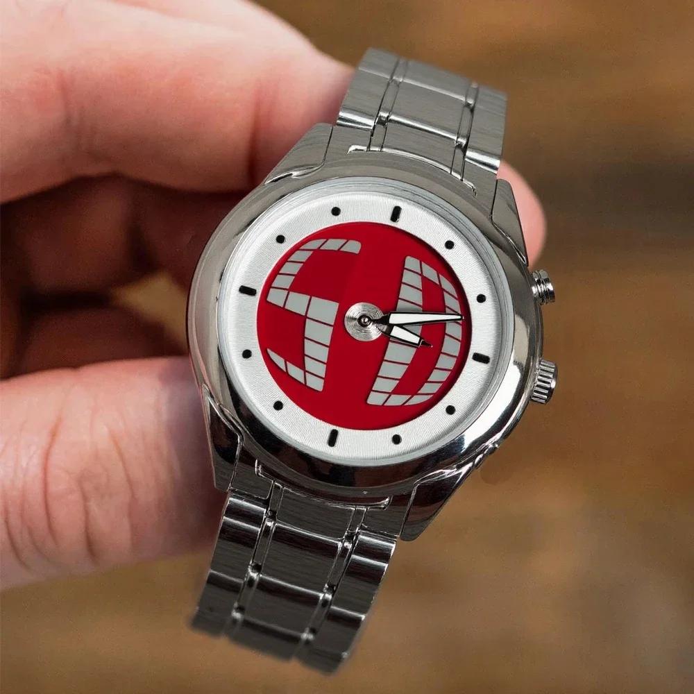 Y2K Alien Quartz Watch Light Blue Pointer Number Dual Display Stainless Steel Original Business Watches Men Dynamic Design Clcok