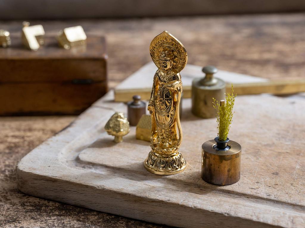 Buddhist statue of Shokannon Bodhisattva, 10cm (gold plated24k gold), sculptor: Shuun Makita, model: "Tendai, Shingon, Rinzai sects", Takaoka