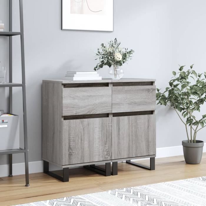 VidaXL Buffets 2 Pcs Sonoma Grey 40x35x70 Cm Engineered Wood 831177