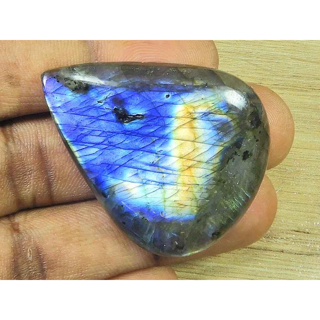 36X45X7MM Natürlicher Labradorit Birnenkristall Cabochon Lose Edelstein 88Cts. SK-3306