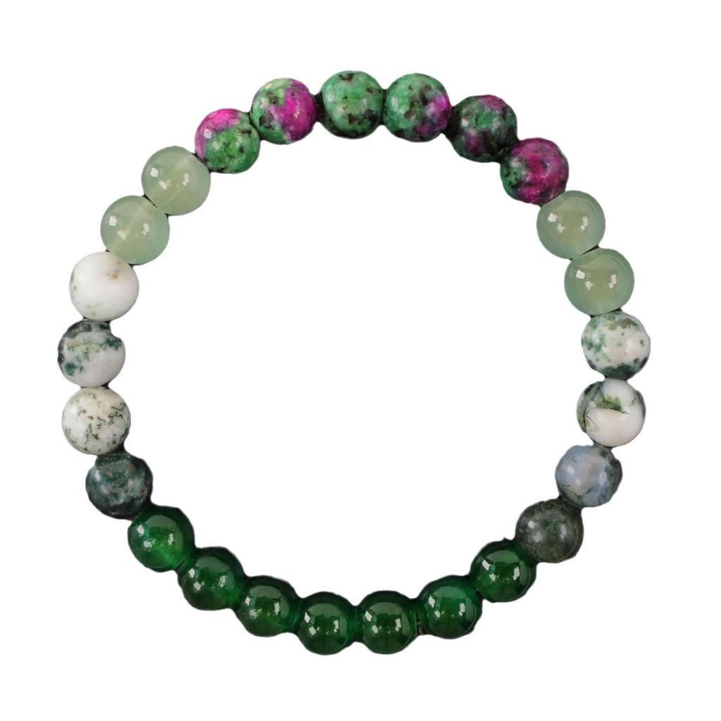8mm Natural Ruby & Emerald Stone Bracelet - Yoga & Sports Jewelry