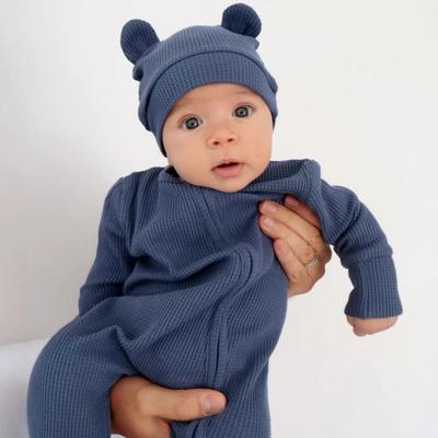 Unisex Kids Waffle Footed Pajamas & Diagonal Zip Diaper Cover Set with Warmers