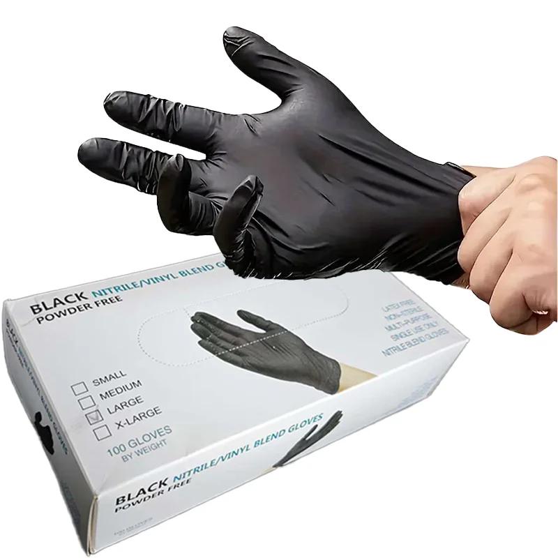100PCS,Disposable Nitrile Black Gloves - Tear-Resistant, Durable, Ideal for Cooking, Food Handling & Dough Kneading