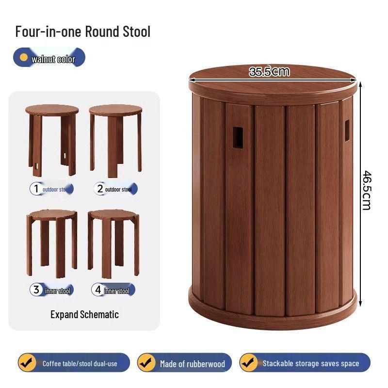 Solid Wood Stackable Stool for Home, Dining, or Coffee Table Use