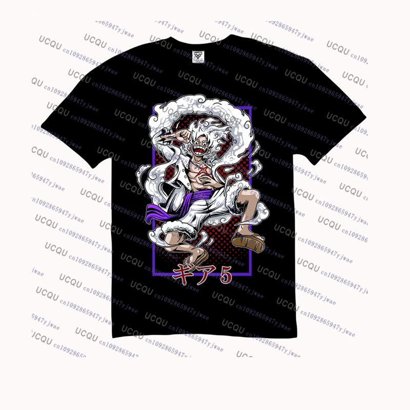 ONE PIECE Joint Short-sleeved T-shirt Luffy Gear5 Night Cotton Men's and Women Oversize Fashion Bandai Cosplay Tshirt Kid/Adult