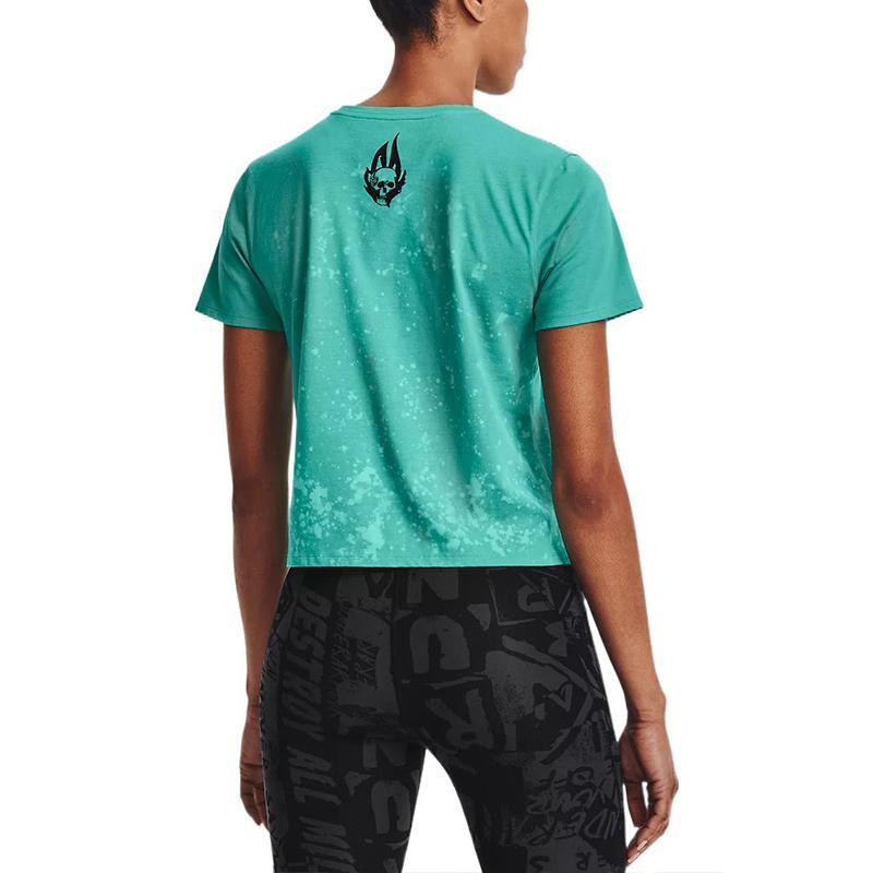 Under Armour T-shirt Crop Casual a Maniche Corte Larghe da Donna top Verde Chiaro 1370368-369
