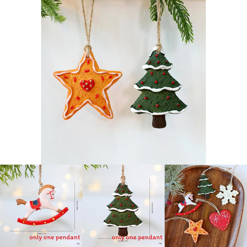 Christmas Resin Ornaments Set With Snowflake Star Heart For Holiday Decor