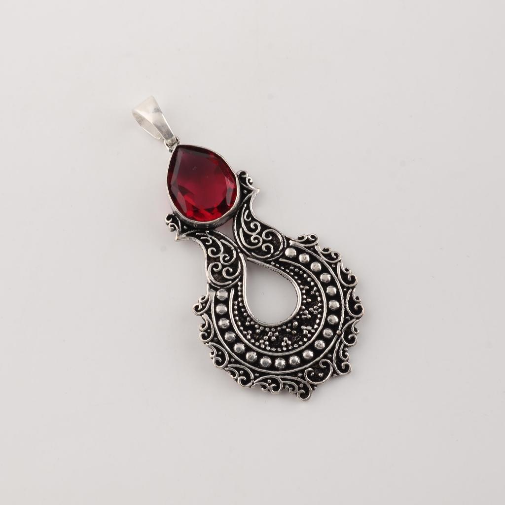 Natural Pink Rubellite Gemstone 925 Sterling Silver Women Jewelry Designer Long Pendant 1.8" Gift For Wife/Mom CP-45-10