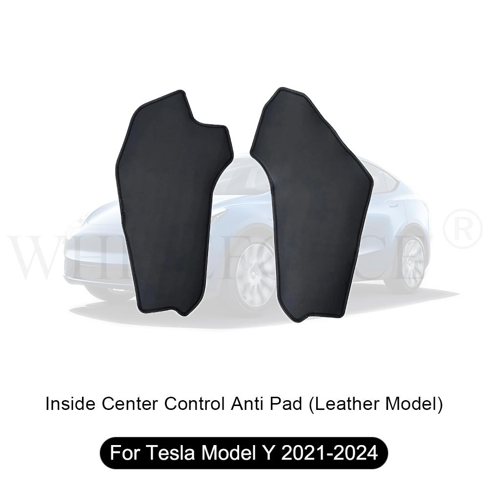For Tesla Model 3 Highland 2024 Center Leather Kick Mat Model 3/Y 2021-2023 TPE Waterproof Mat On Both Sides of Center Control