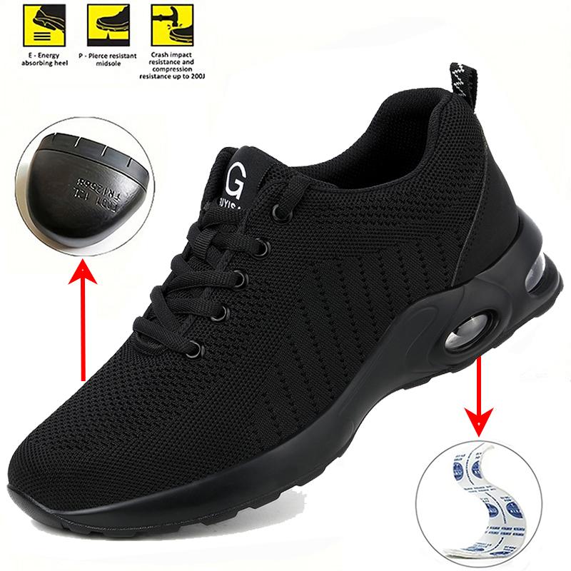 Men'S Steel Toe Work Boots Anti-Smash Anti-Puncture Construction Safety Shoes Lightweight Breathable Hiking Sneakers Size 36-46