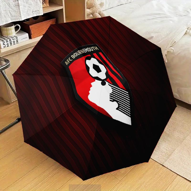 Afc Bournemouth Crest Automatic Folding Umbrella - 8-Rib Travel Umbrella with Auto Open/Close & Portable Gifts for Holidays or Birthdays