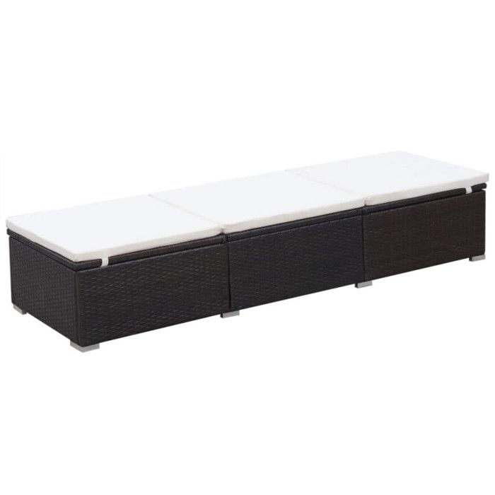 VidaXL Chaise longue avec coussin Résine tressée Marron