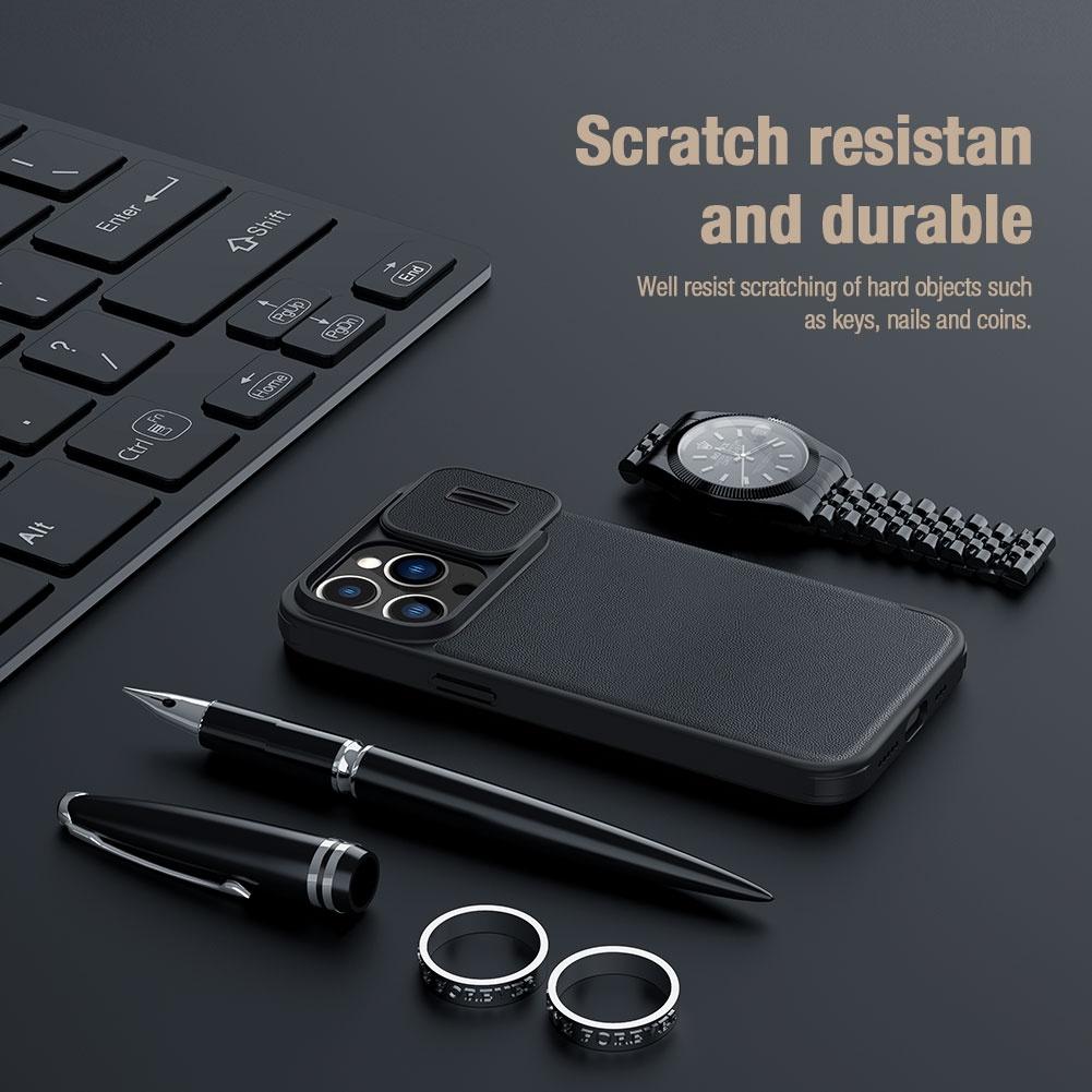 NILLKIN QIN Pro Plain PU kožené pouzdro pro iPhone 14 Pro Flipové pouzdro na telefon Nárazuvzdorné ochranné pouzdro pro fotoaparát s držákem na karty