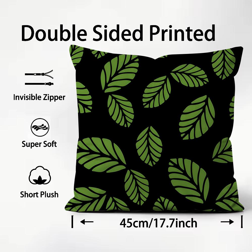 Leaves INS Cushion Cover Plush Fabric Soft DoubleSided Printed Sofa Warm Winter Home Child Gift Pillow Case