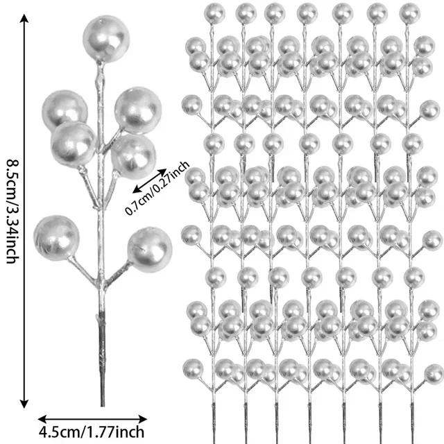 

7 Head Christmas Artificial Red Berries Stems Branch Holly Berry Fake Flower DIY Wreath Xmas Tree New Year Party Home Decoration 1pc