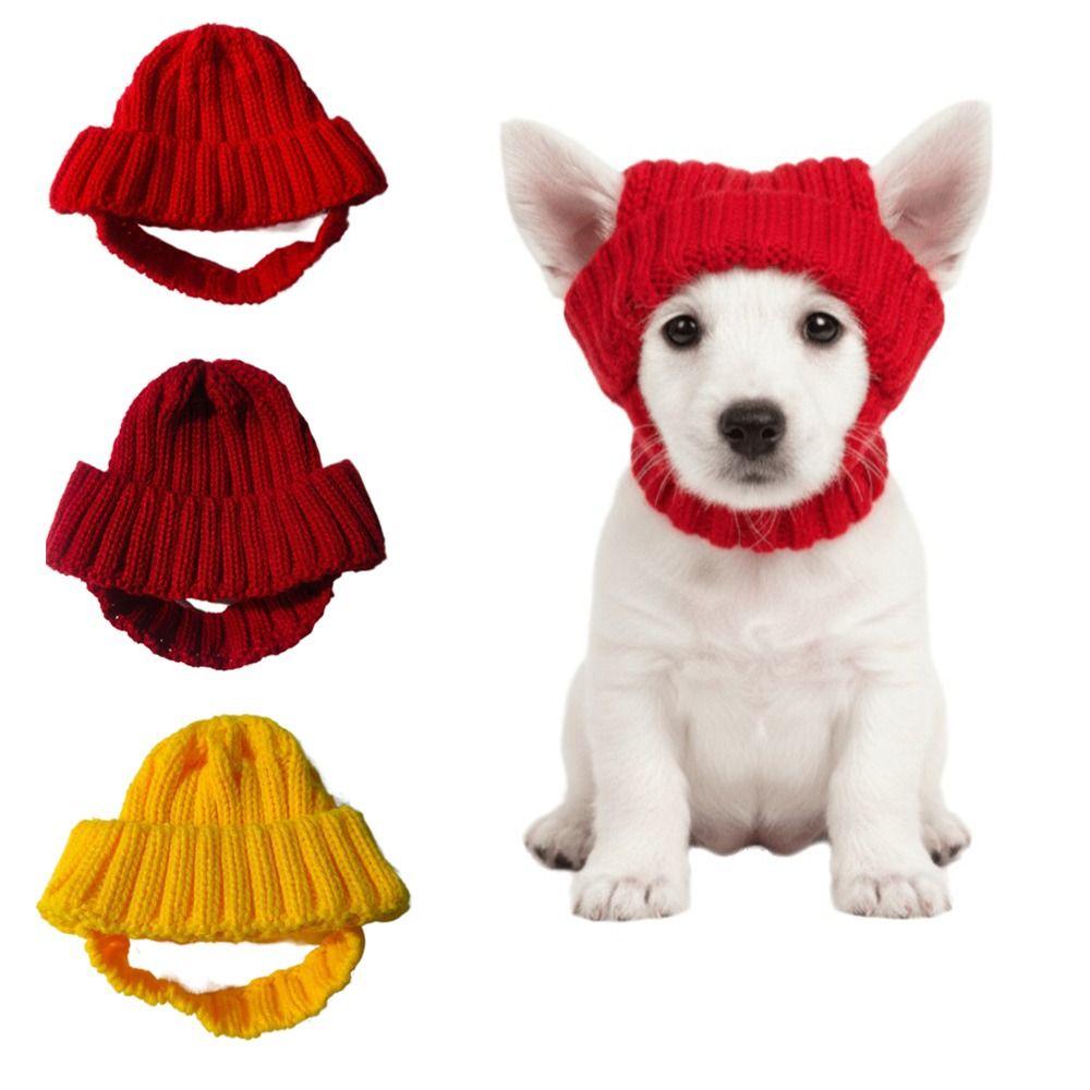 Ear-Exposed Pet Knitted Hat Cute Pet Ears Covers Headgear Dog Ear Muffs Winter