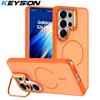 KEYSION Matte Skin Feel Lens Stand Phone Case for Magsafe for Samsung Galaxy S25 S26 Ultra 5G S25+ FE Magnetic Shockproof Cover