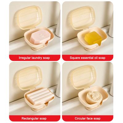 Creative Sucker Soap Dish Holder With Lid Self-Draining Soap Tray Case Portable Soap Container Box For Bathroom Accessories