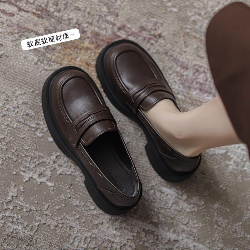 Genuine Leather Small Leather Shoes Spring New Thick-soled One-pedal Soft-soled Single Shoes Are Versatile