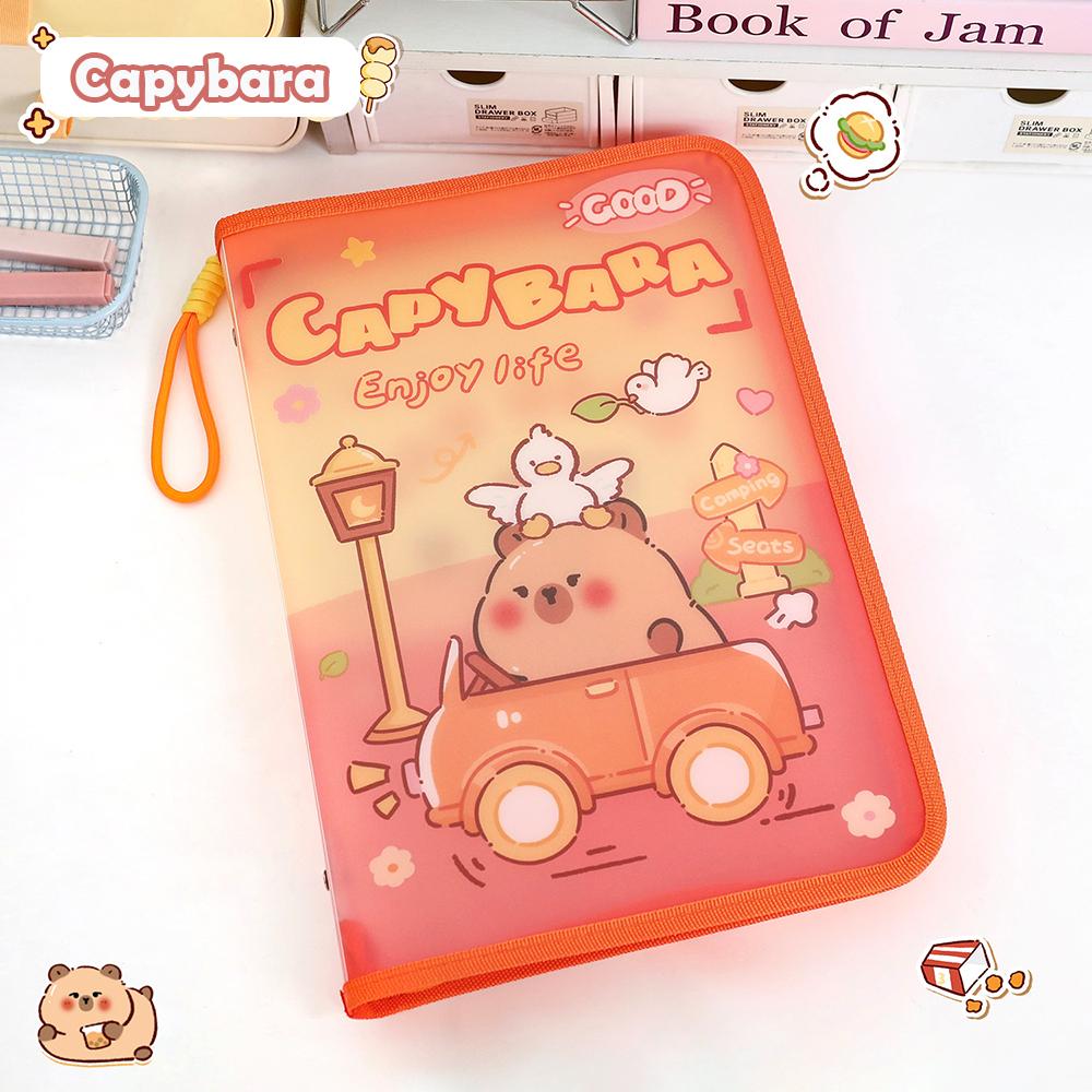 

Cartoon file bag, cute test paper storage bag, A4 apple cat handheld file bag, student, office material storage помаранчевий