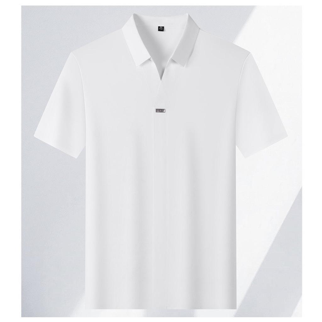STORN New Men's Casual and Fashionable Solid Color Short Sleeved Polo Shirt Comfortable and Versatile Summer T-shirt