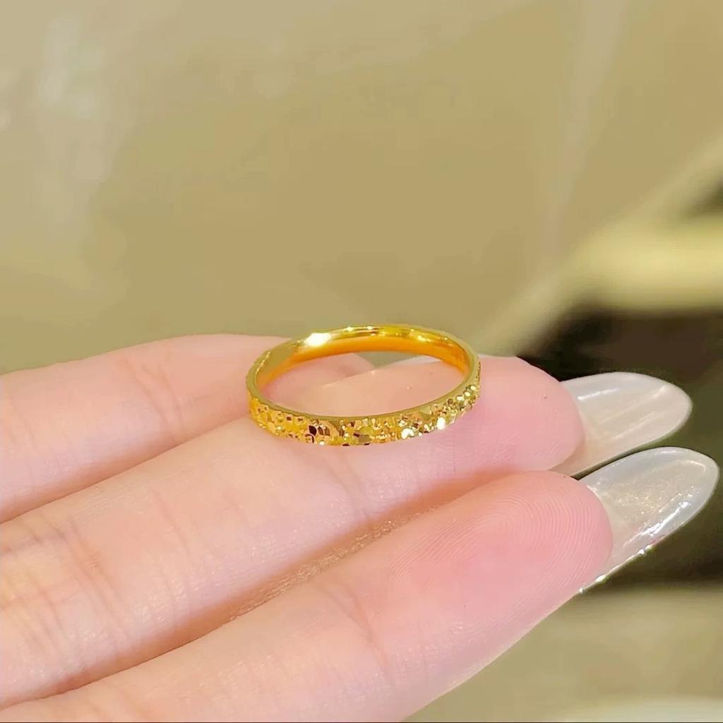 High-end Fashion Crushed Ice Ice Ring Ing Style Niche Joint Ring Temperament Versatile Couple 18K Gold Ring Jewelry