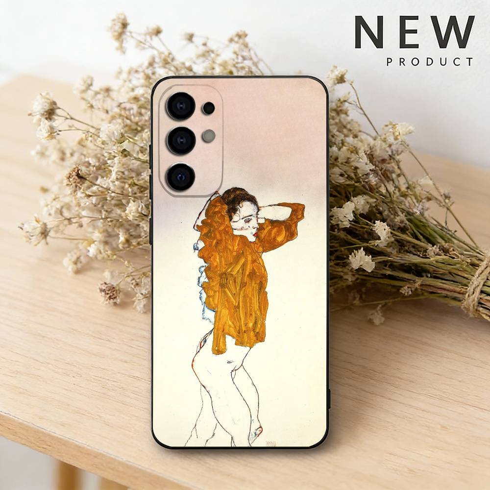 E-Egon S-Schiele Art Phone Case For Samsung S26,25,24,23,22,21,20,30,Ultra,Plus,Fe,Lite Black Shell