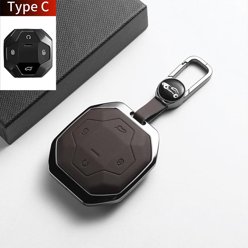 For Chery Jetour Traveller 2023 2024 Jetour T2 T1 Freedom Leather Metal Car Key Case Cover Fob Key Shell Decorative Accessories