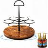 Draaiende Koffiesiroop Organizer - Houten Draaitafelrek voor 6 Flessen, Aanrecht Bar Station Displayrek voor Koffiesiroop, Wijn