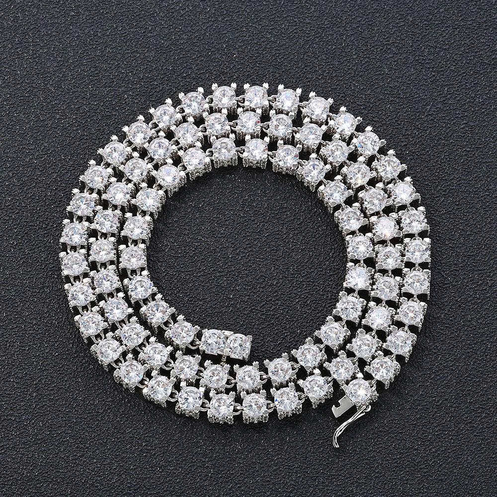 Unisex Hip-Hop Tennis Chain Necklace and Bracelet with Full Diamond Design