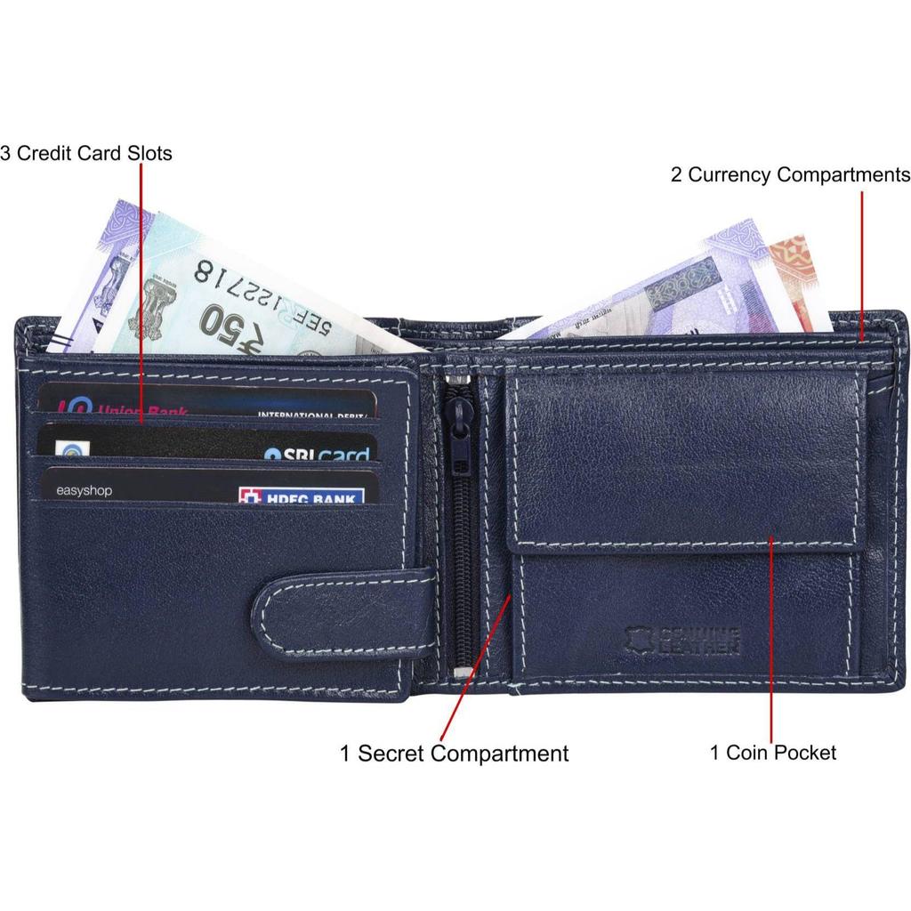Men Casual Genuine Leather RFID Wallet - Regular Size  (6 Card Slots)