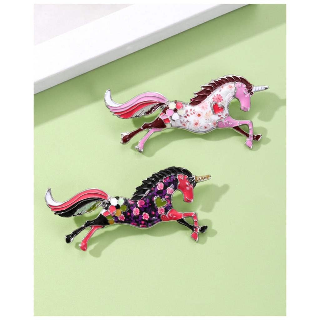 Cross-border new retro unicorn brooch fashionable super beautiful high-end pony painting oil animal pin brooch wholesale
