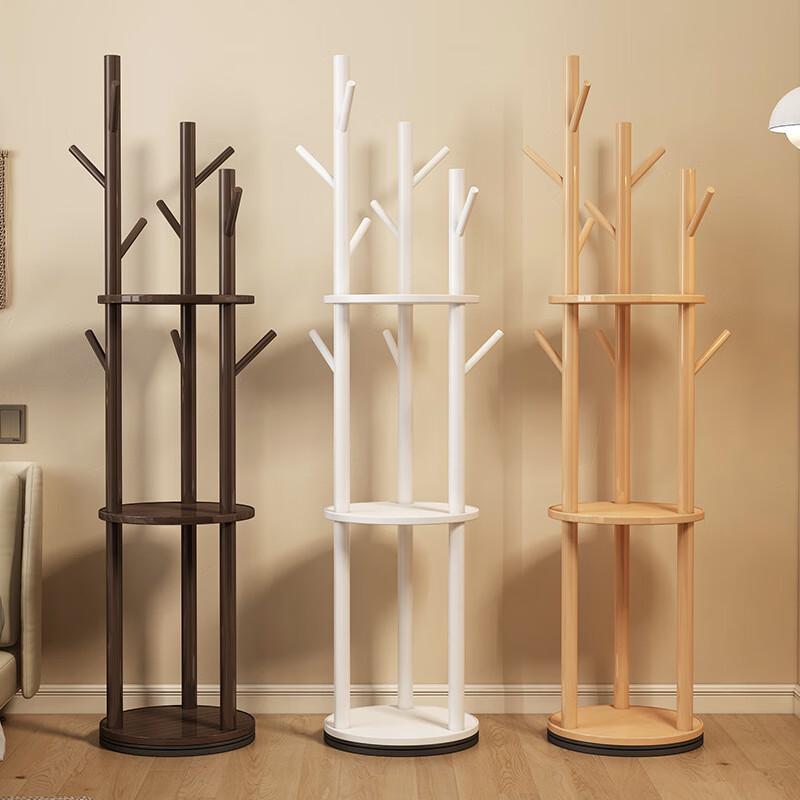 Rotating Solid Wood Coat Rack with Round Base