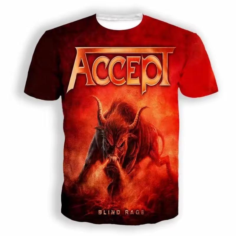 Vintage Men's T-shirt Classic Band Accept 3D Printed T Shirts Man Women Hip Hop Short Sleeve Tee Fashion Street Men Top Clothing