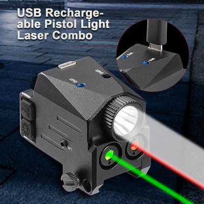 Svítilna + taktická svítilna s duálním laserovým zaměřovačem Červená a zelená Duální laserový zaměřovač Combo USB nabíjení