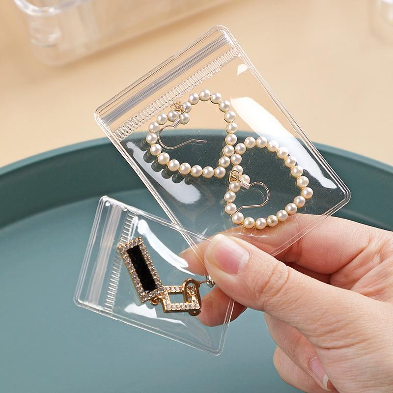 60Pcs Self-Sealing Clear Plastic Jewelry Bags, Waterproof Rust-Proof Zipper Pouches for Travel and Organizing