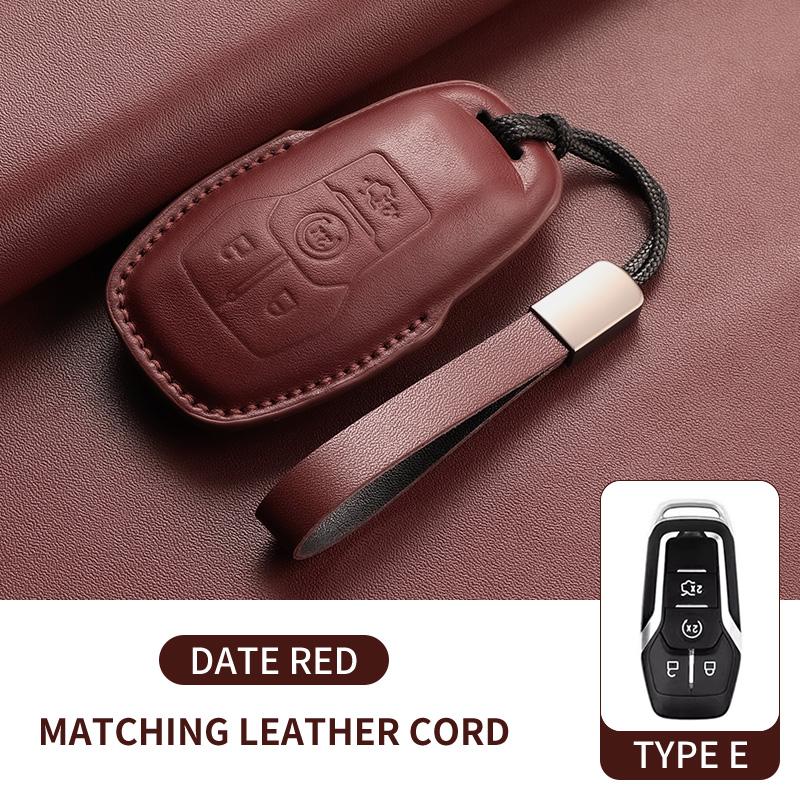 Leather Car Key Case Cover For Ford Focus Explorer Edge Mustang Fusion Mondeo Kuka Escape F250 F350 F450 F550 Galaxy Auto Parts