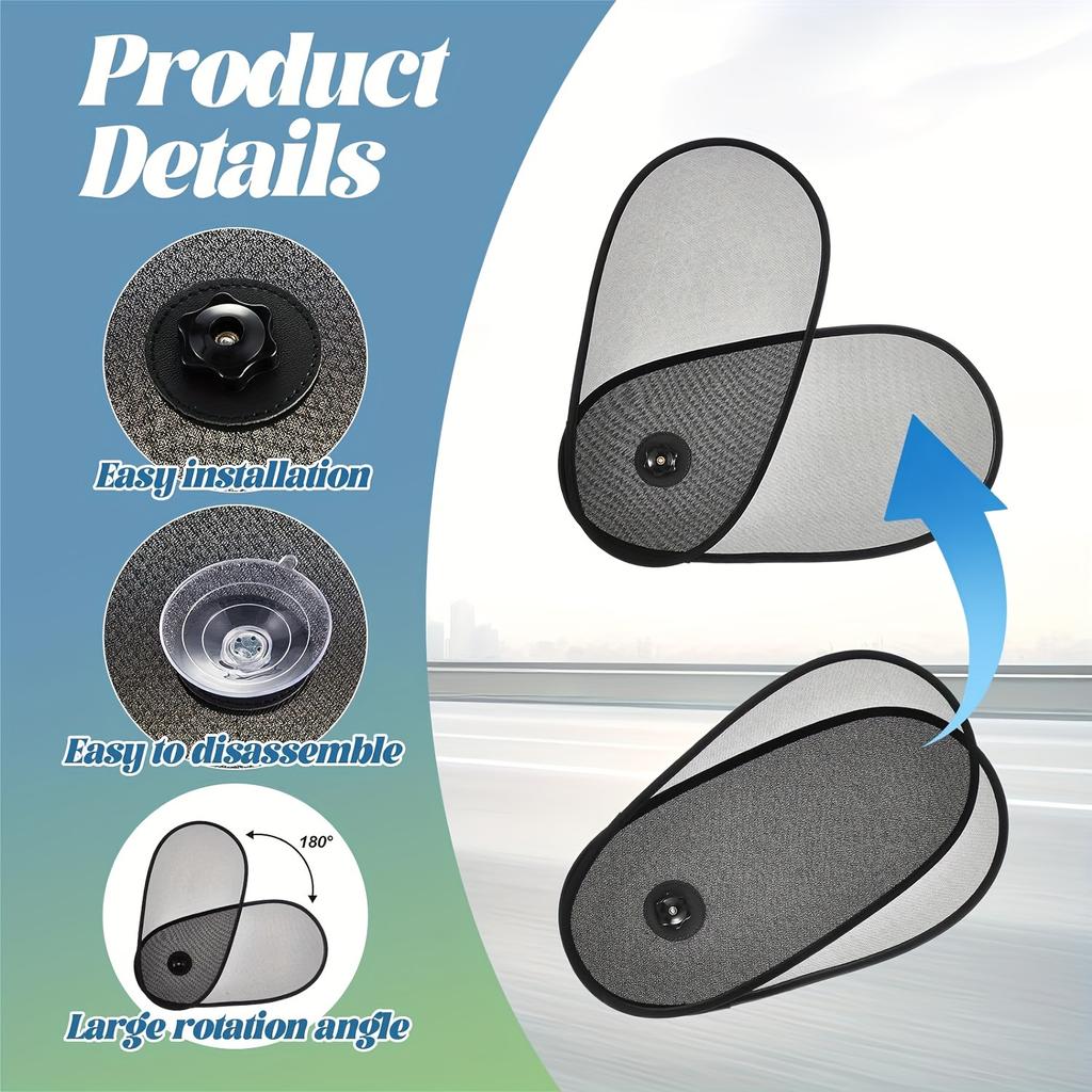 1pc Rotatable Adjustable Sunshade Car Side Window Anti-Sun Heat Blocking Non-Obstructive Sky Light Mesh