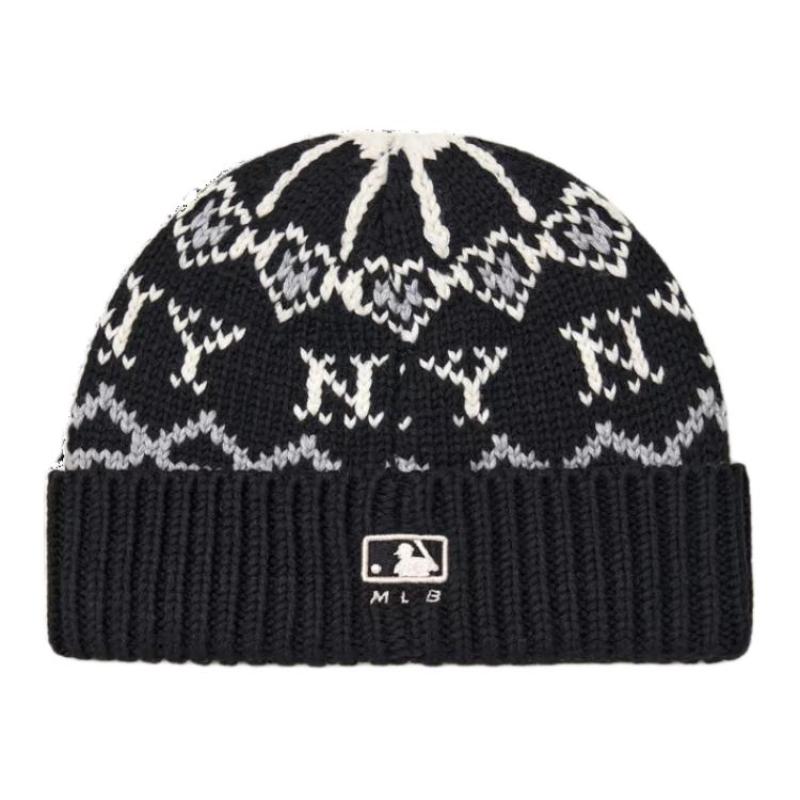 MLB Contains Wool Knitted Beanie Hat Unisex Black Fashion 3ABNBM546-50BKS