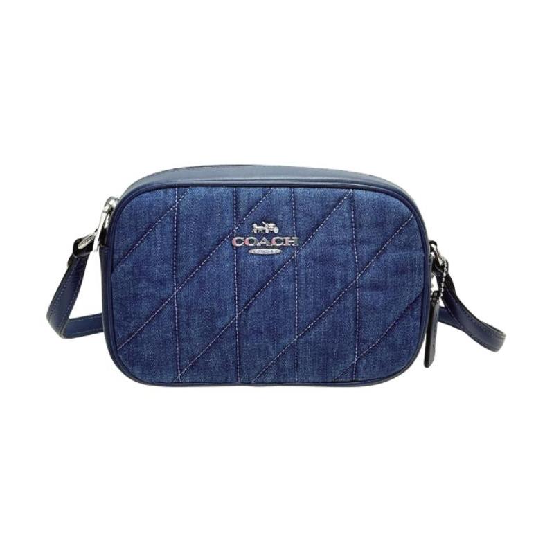 COACH Jamie 20 Quilted Detailed Adjustable Strap Fabric Camera Bag Crossbody Shoulder Bag Mini Women s Denim Blue синий