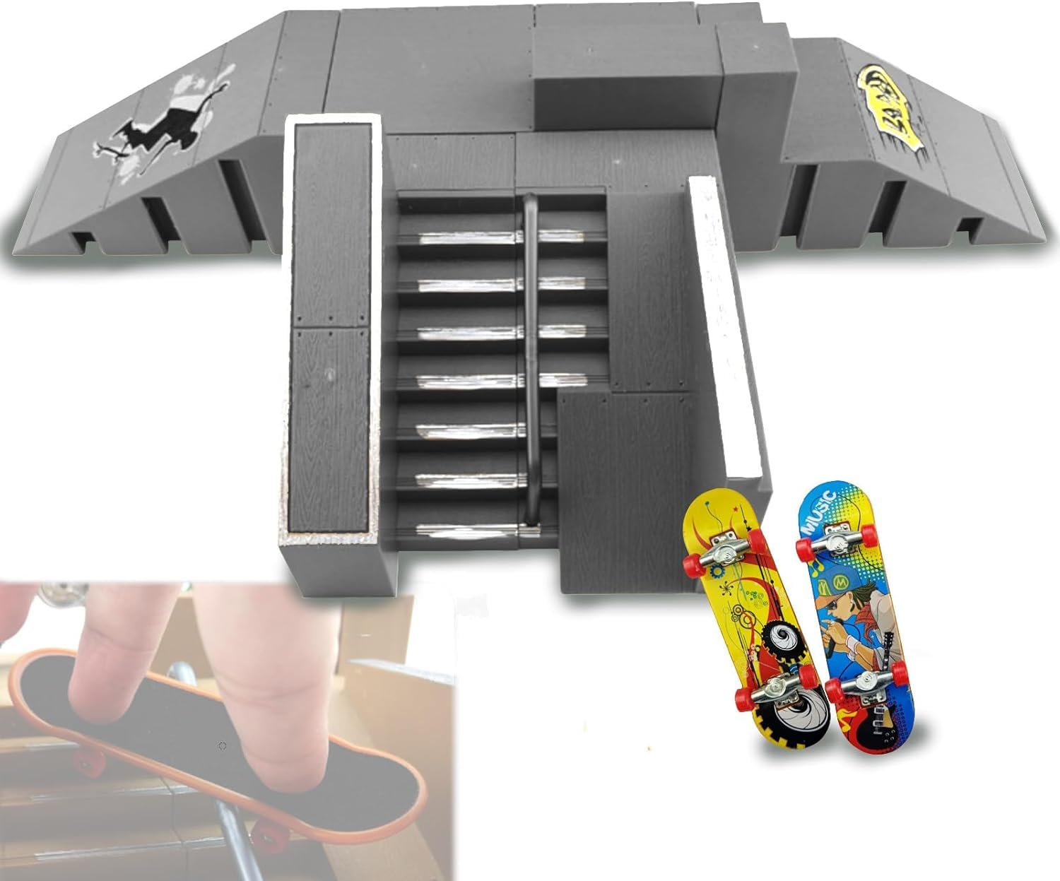 

VICHE CATT Пальчиковый скейтборд Парковая дека Склон Фингерборд (Серый)