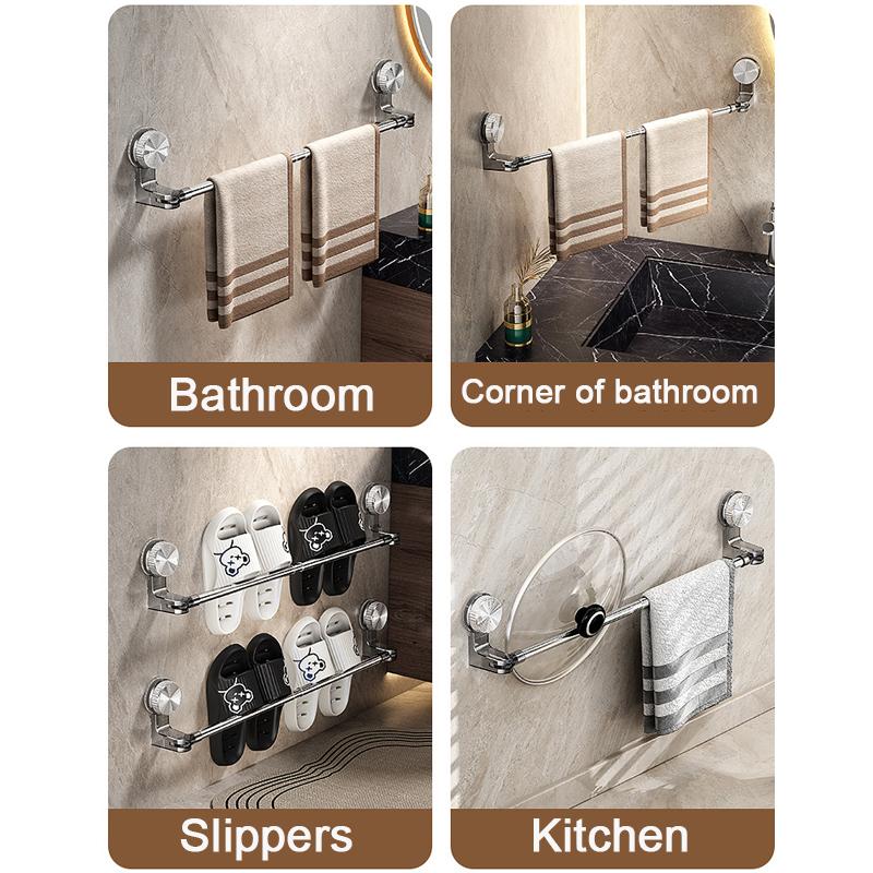 Scalable 30-60cm Suction Cup Towel Rack No-punching Kitchen Bathroom Wall Towel Slippers storage Holder Organizer Shelf Accessor