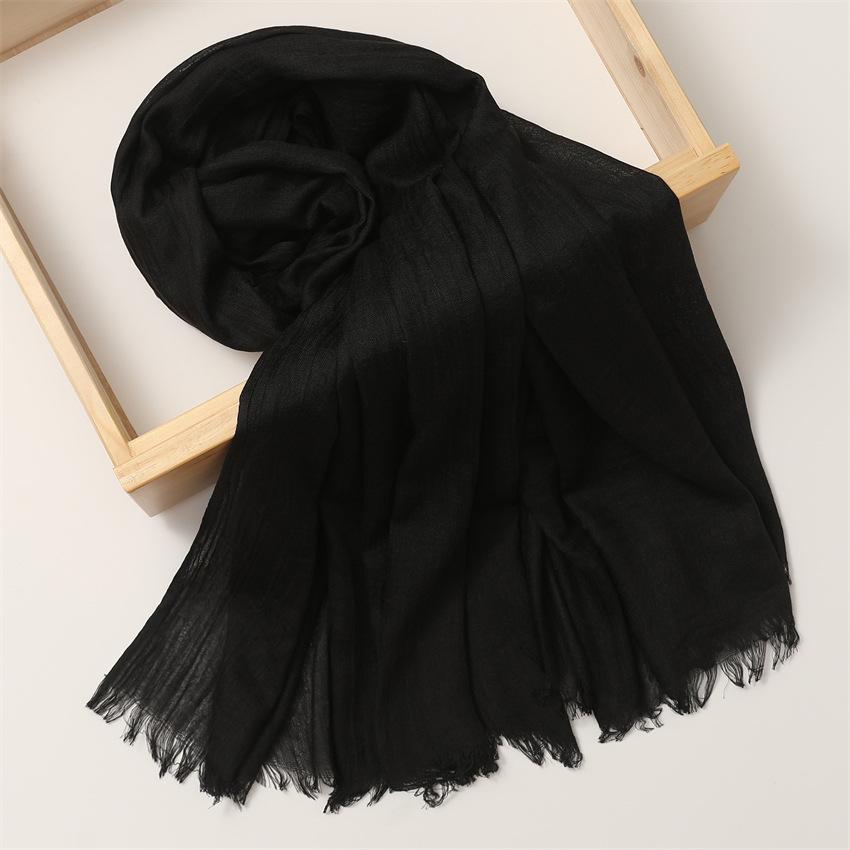 Foreign Trade Silk Scarf Cotton And Linen Headscarf Women'S Spring And Summer Solid Color Japanese And Korean Scarf Sun Protection Warm Shawl Hair