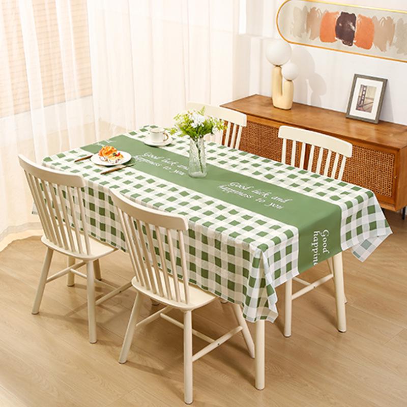 Japanese Style Waterproof Plaid Tablecloth - Oil-proof & Wash-free PEVA for Coffee and Dining Tables