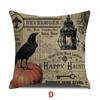 Retro Throw Pillow Covers Cotton Linen Cushion Cover Print Pillowcases for Sofa Bed Couch Halloween Decorations (18 X 18 Inches)