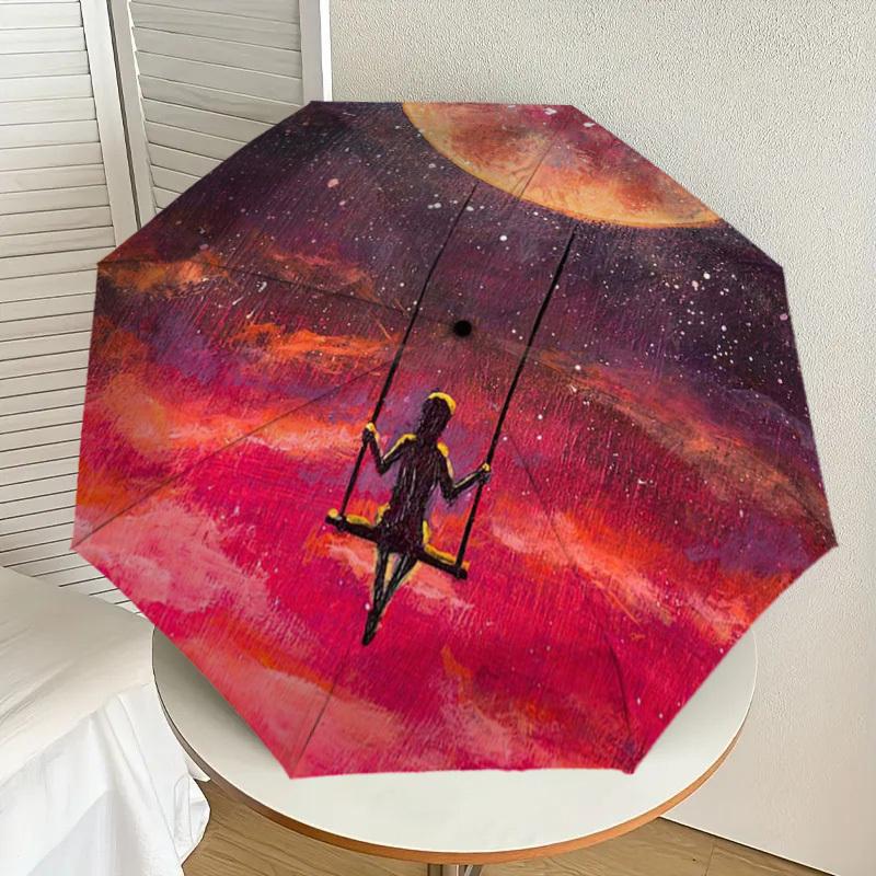 1pc Cosmic Swing Umbrella with Plastic Handle,Suitable for All Seasons Home Travel Outdoor UmbrellaDD561