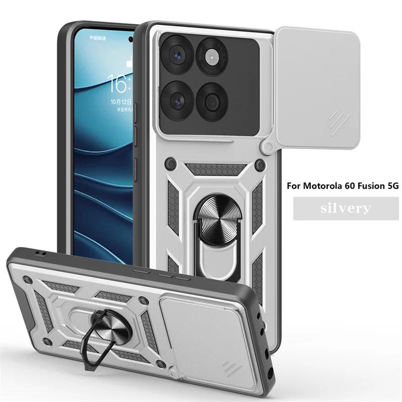 Für Motorola Edge 60 Fusion 5G Hülle Schiebeobjektiv Kamera Stoßfeste Armor Handyhülle Für Moto Edge60 Fusion Ringhalter Rückseite
