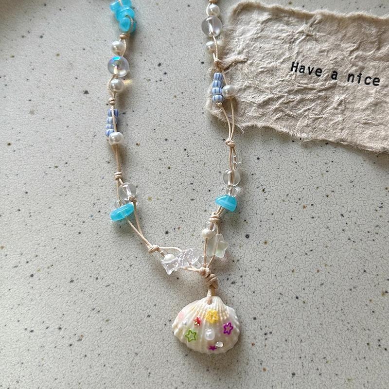 Bohemian Mixed Color Rice Beads Chain Choker Summer  Beach Necklace For Women Boho Starfish Choker Necklace Jewelry