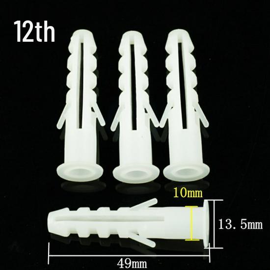 White Plastic Expansion Plugs/Screws 6MM, 8MM, 10MM, 12MM - 1000 pcs/bag