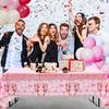 1pc, Pink Plastic Tablecloth, Happy Birthday Party Disposable Tablecloth, Sparkling Diamond Pattern Tablecloth, Women'S Birthday Party Decoration